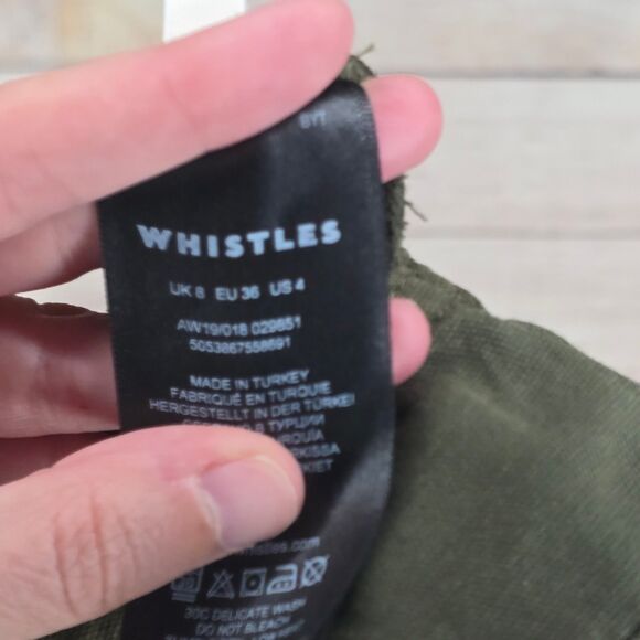 Whistles Ria Denim Jumpsuit Green Cropped Wide Leg Lightweight Button Front - Picture 10 of 10